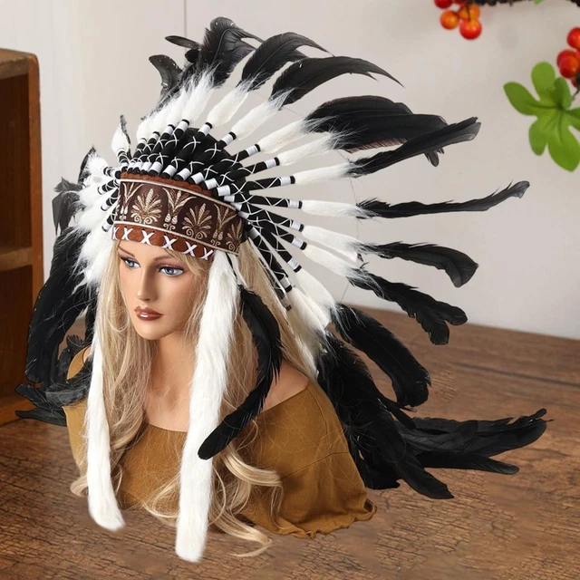 Native Instruments Hat INDIAN NATIVE CHIEF Headdress Hat Hair Decoration Feather Headdress £47 ...