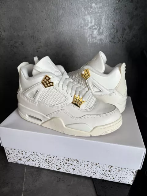 JORDAN 4 RETRO Metallic Gold Size UK 4.5 EU 38 Womens White EUR 220 00 PicClick FR