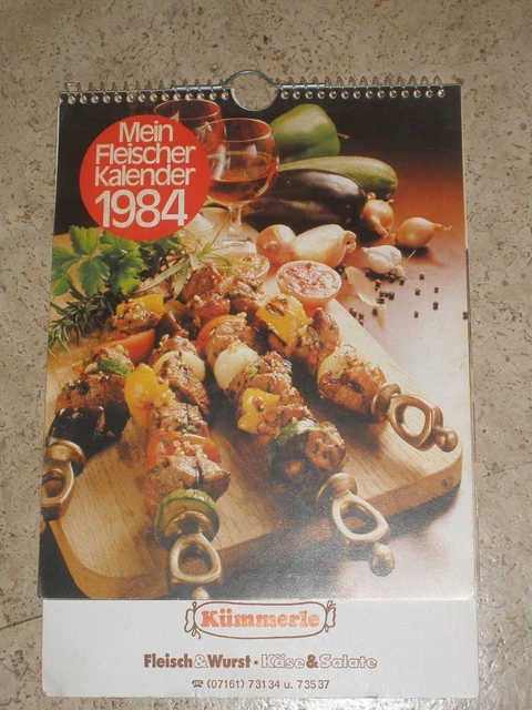 ALTER FLEISCHER KALENDER 1984 Metzgerei Kümmerle Göppingen mit Rezepten