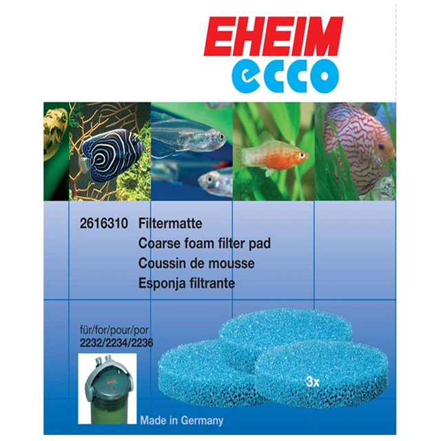EHEIM 2616310 ECCO FILTER COARSE FOAM PADS Pack of 3 2232, 2234, 2236