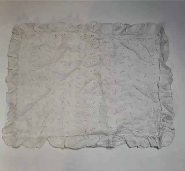 Vintage Off White Eyelet Embroidery Ruffle Silk Pillow Sham  Boudoir Cover 15X11