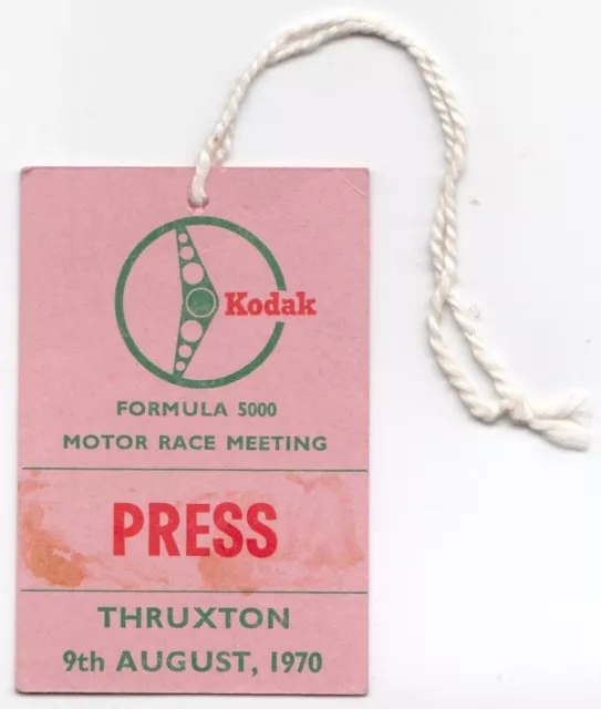 1970 Thruxton F5000 Original Press Ticket Pass Frank Gardner Lola T190 Gethin