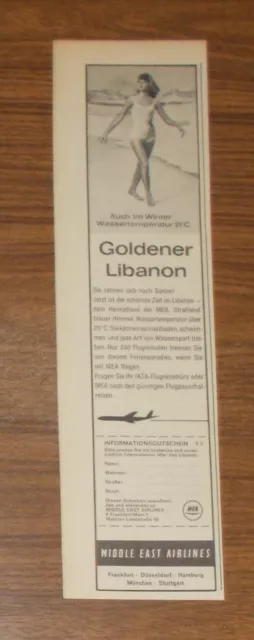 Seltene Werbung MIDDLE EAST AIRLINES - Goldener Libanon 1963