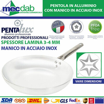 PADELLA PENTOLA TEGAME ACCIAIO INOX 18/10 CUCINA CATERING RISTORANTE AISI 304 Diametro 220 mm 