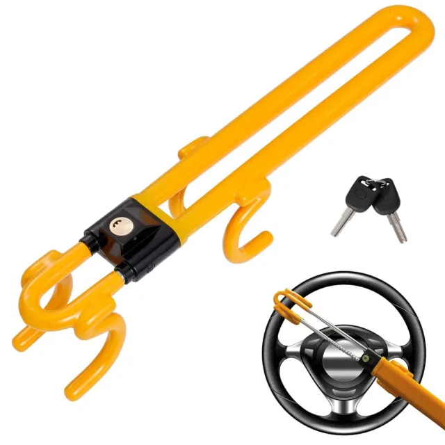 Adjustable Length Clamp Double Car Steering Wheel Hook Lock for Car Truck SUV