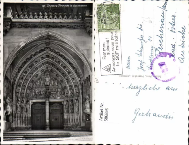 586896,Foto Ak Freiburg im Üechtland Fribourg Porche de la Cathedrale Kathedrale