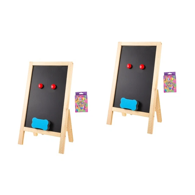 2 Sets Lavagna Con Cartello Gesso Tavolo Disegno Legno Domestico