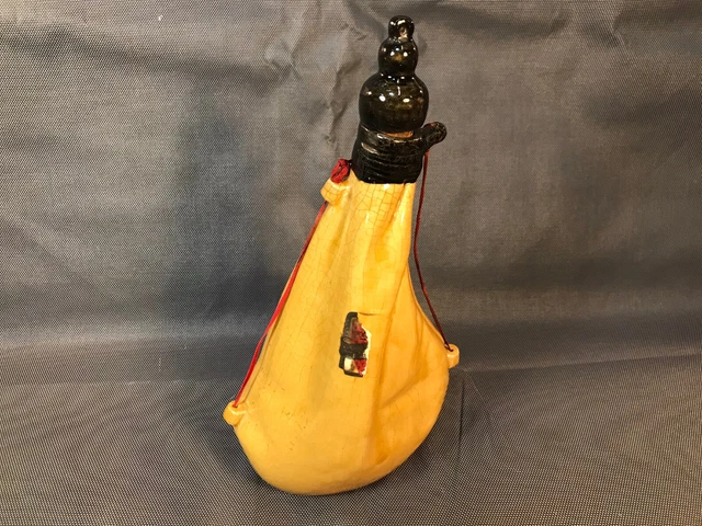 Bouteille Gourde à Liqueur Ancienne En Bois Sculpté - Objet Vintage, Décoration Bar