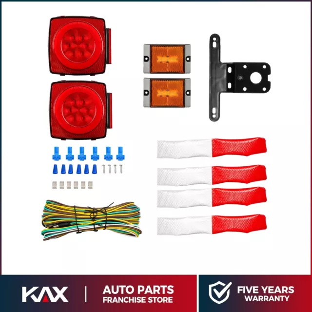 SET LED Submersible Square Light Kit Trailer Under Tail Stop Brake Boats/Marine