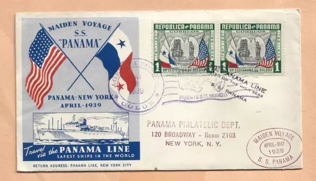 S.s. Panama Canal Maiden Voyage May 9,1939  Naval Cover **