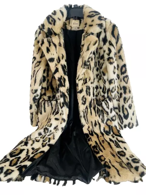 Elie Tahari Women's Coat Faux Fur Leopard Print Eh224147 Size Medium Nw0T