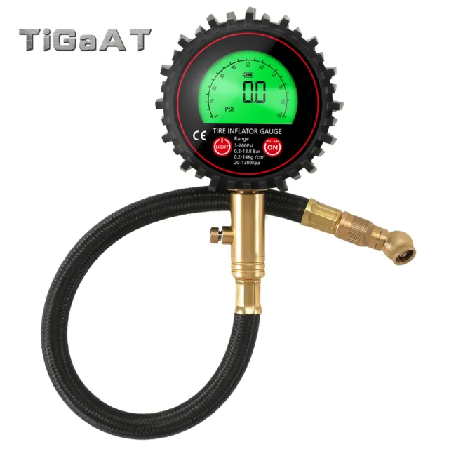 Accurate Digital Air Pressure Tire Gauge 3-200 PSI LCD Screen for Truck Car Bike