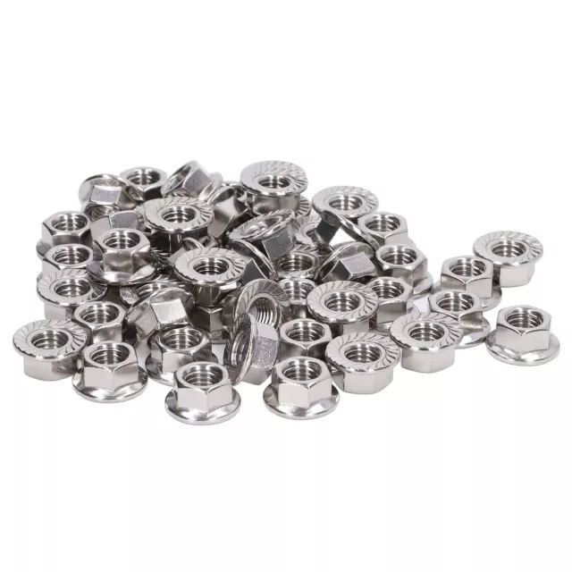 (M12)Flange Nut 50Pcs A2-70 Stainless Steel Durable Nuts Firm Fixing For