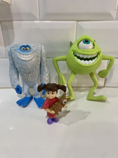 Vintage Monsters Inc Figurines Toys Disney  Cake Toppers McDonalds Meal Set Of 3