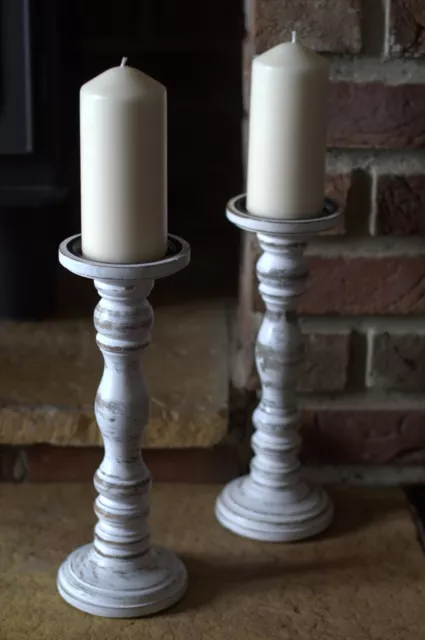 Pair Wooden pillar candlesticks