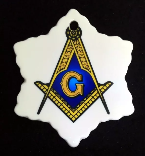 Masonic Snowflake Ceramic Christmas Ornament