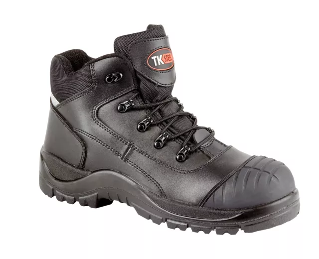 TK Steel 2115 S3 Src Hro Acier Noir Bout Coqué Sécurité Bottes Travail Éraflure