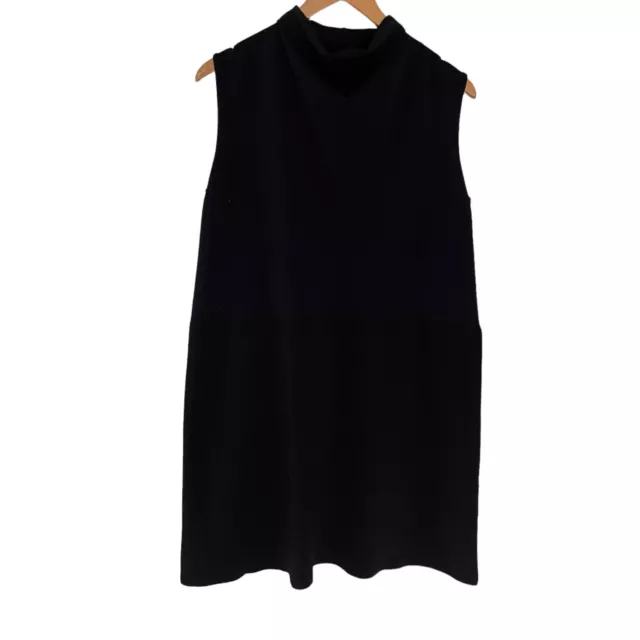 COS Colorblock Sheath Mini Dress Medium M Navy Blue Black Mock Neck Sleeveless