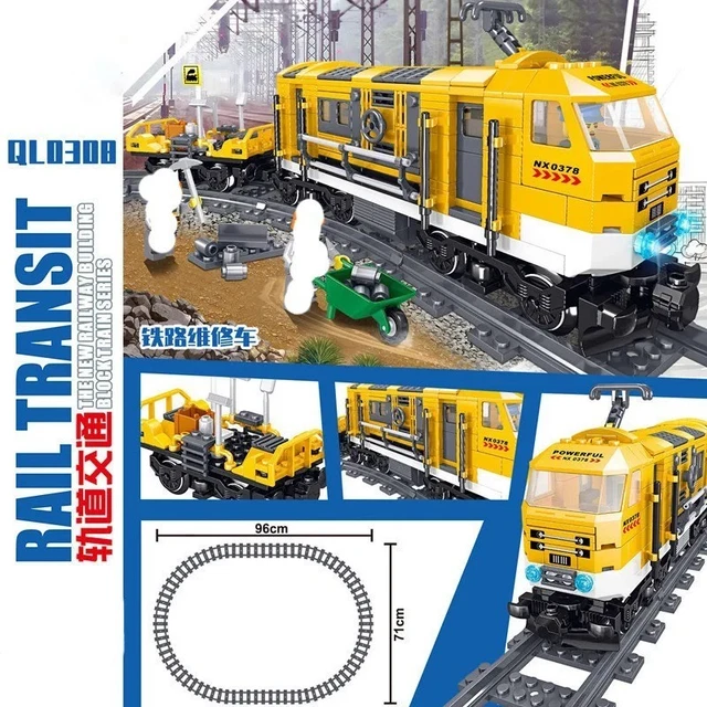 TRAIN BUILDING BLOCK Set Rail Transit Tram Model Bricks Railway Toy ...