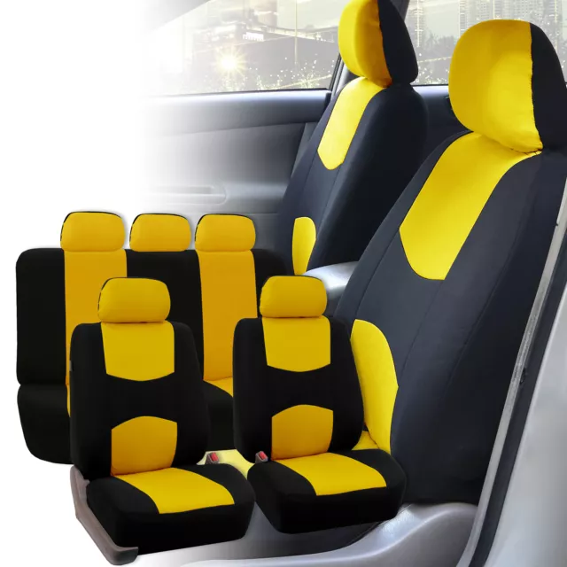 FH Group Seat Covers for Car Truck SUV Van Universal Fitment - Yellow/Black