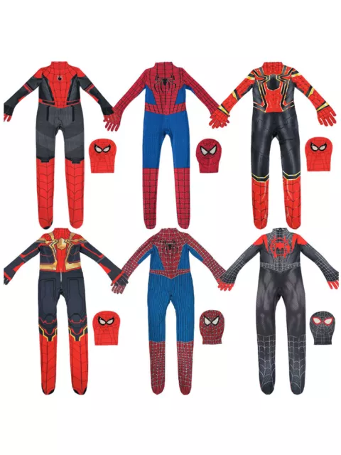 spiderman halloween costume  fancy party jumpsuit children unisexX'masgift