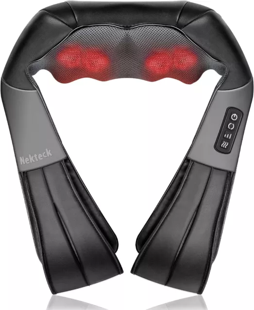 Nekteck Shiatsu Neck Back Shoulder Massager With Heat Deep Massage Pillow Black