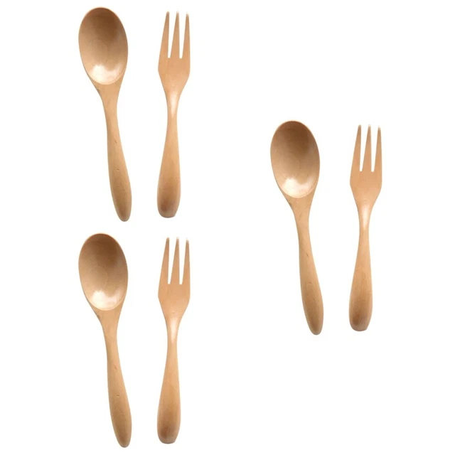 Kit de 3 uds vajilla de madera bebidas cucharas agitadoras tenedor de pastel de madera