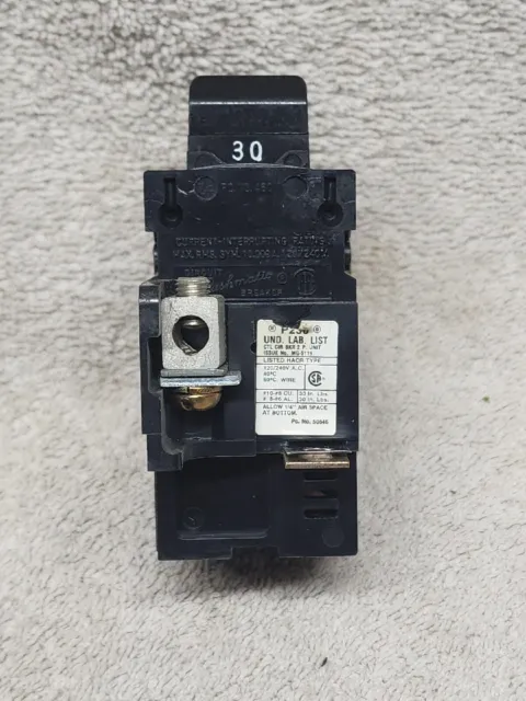 Interruptor circuito 30A PUSHMATIC Bulldog Gould ITE 30 amperios P230 pestaña ancha inferior