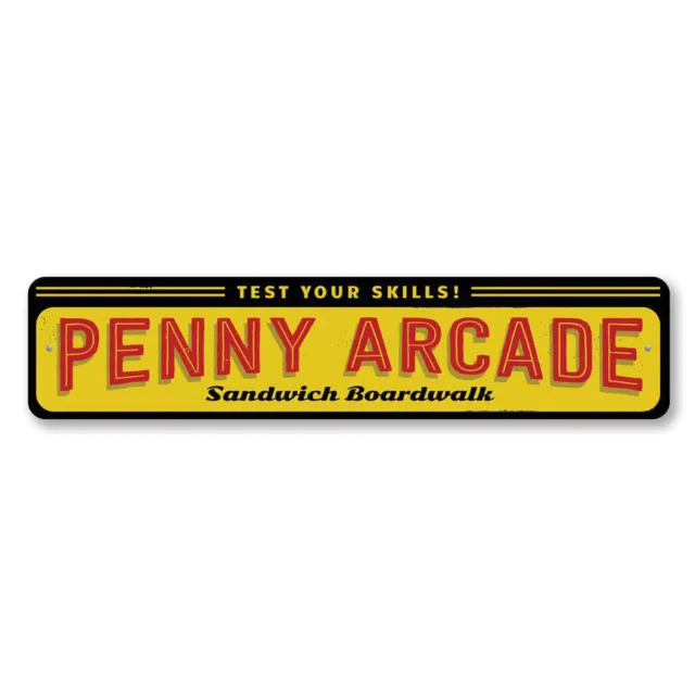 Personalized Penny Arcade Boardwalk Beach House Aluminum Metal Decor Sign