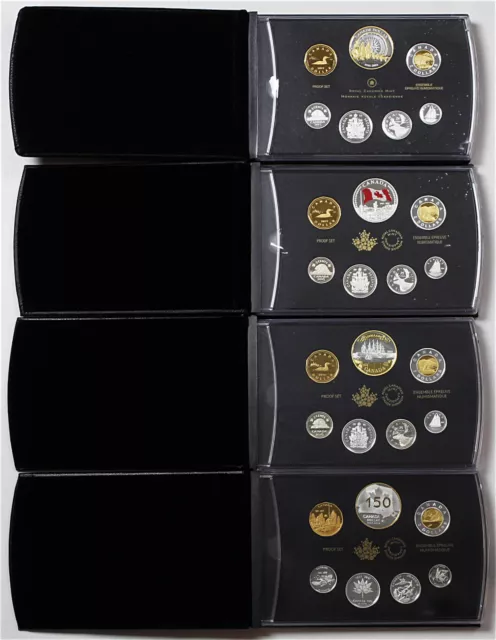 Lot of 4 2013, 2015, 2016, & 2017 Canada Special Edition Fine Silver Proof Sets