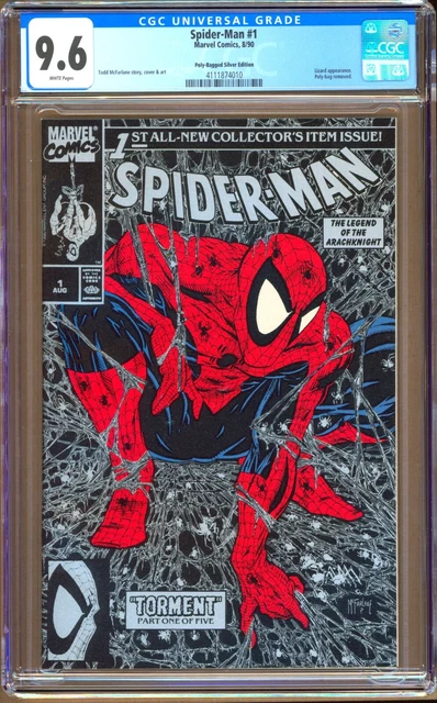 Spider-Man #1 (1990) CGC 9.6  WP  McFarlane  "Silver - Poly-Bagged"   "Lizard"
