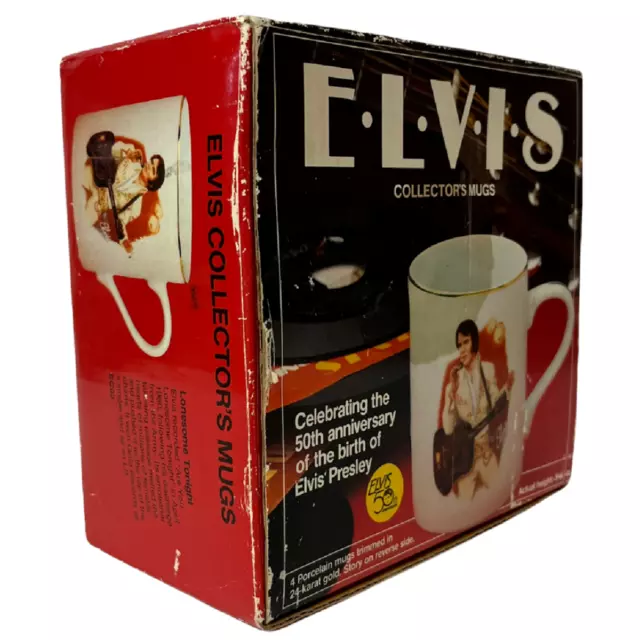 Elvis Presley Mugs Collectors 50th Anniversary Porcelain Set Of 4 New Great Gift