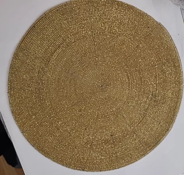 Placemats Centerpiece Beaded Gold  Round 15 Inch