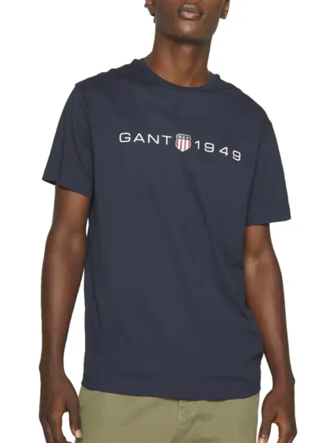 GANT Mens Printed Graphic T-Shirt Evening Blue