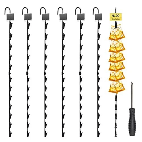 Chip Holder 6 Pack Merchandising Hanging Strips Retail Metal Chip Clip on Str...
