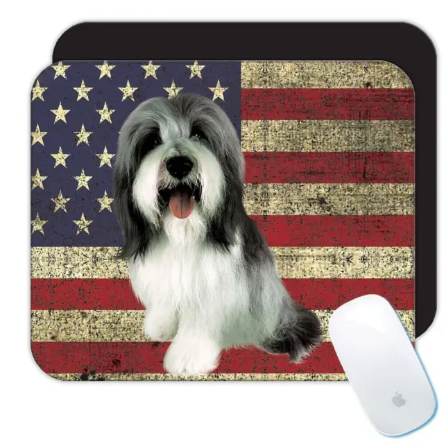 Gift Mousepad : Old English Sheepdog USA Flag Dog American United States