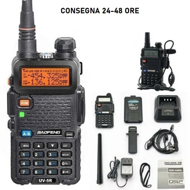 BaoFeng UV-5R VHF/UHF Dual Band PMR Radio 136-174 400-520 Mhz RICETRASMITTENTE