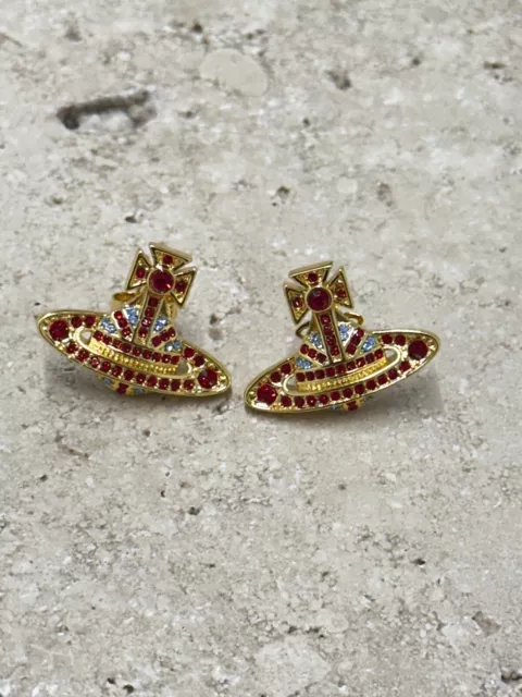 Vivienne Westwood Earrings Gold Tone English Crystal Stud