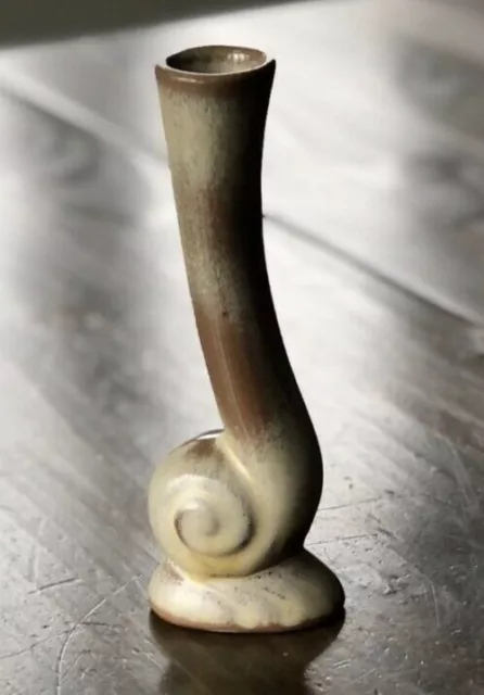 Vintage Frankoma 31 Prairie Green Snail Bud Vase Art Noveau MCM Mid-Century