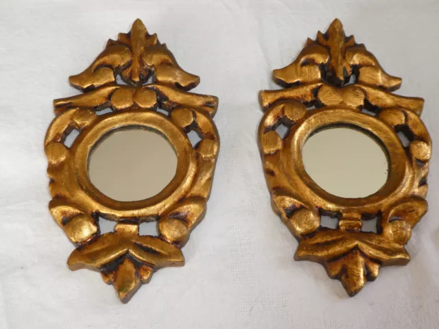 paire de Miroirs ancien 19è XIXè Cadre en bois sculpté doré Baroque superbe