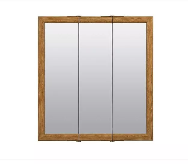 NEW Zenith K24 24" OAK Wood Framed Tri-View Medicine Cabinet x2 Shelves