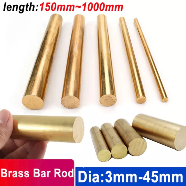 Solid Brass Round Bar Rod Dia 3mm-45mm Lathe Bar Stock for Shaft Miniature Axle