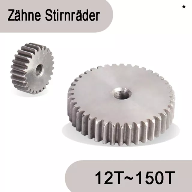 1Modul 12~150Zähne Stirnräder 45# Stahl Antriebsrad Zahnräder Zahnrad Dicke 10mm