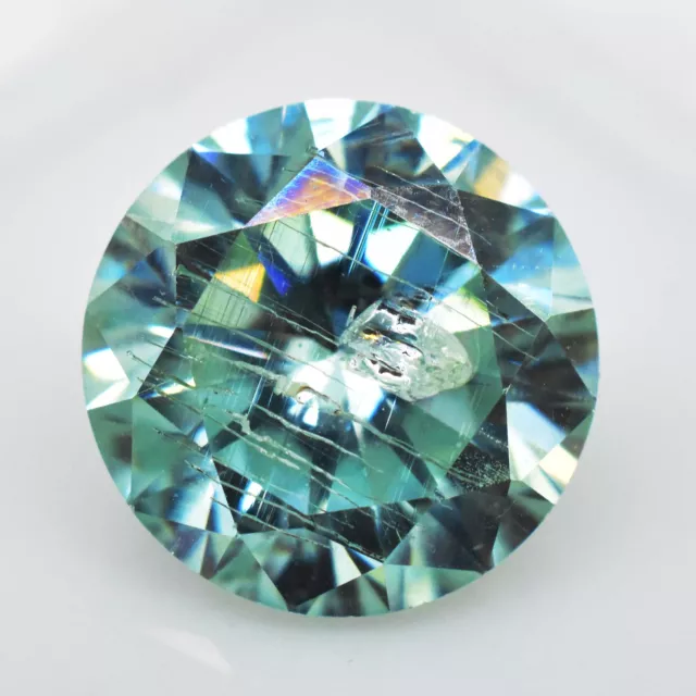 5.40 Cts Real Bluish Green Moissanite Round Cut Certified Gemstone