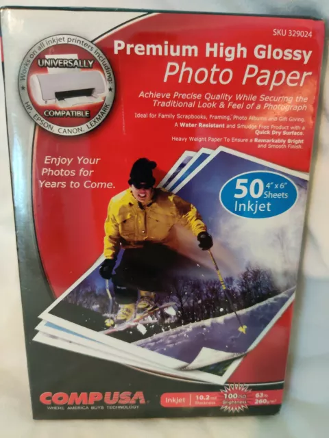 Premium High Quality Photo Paper 50 Sheets Glossy 4"x6"10.2 ml thickness. 260gsm