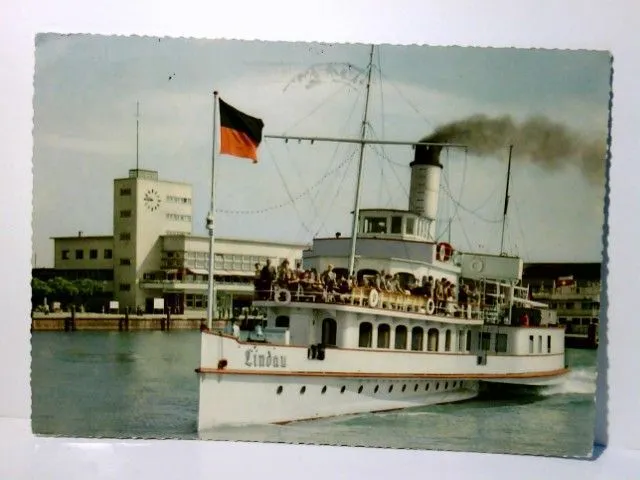 Schiffe. Friedrichshafen am Bodensee mit Schiff " Lindau ". Alte Ansichtskarte /