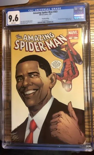 Amazing Spider-Man #583 Marvel Cgc 9.6 Nrmt+ 3/09 Obama Variant Cover 2Nd Print