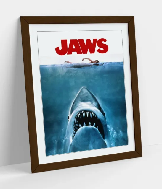 Vintage Jaws Movie Poster -Art Framed Poster Picture Print Artwork- Red 2