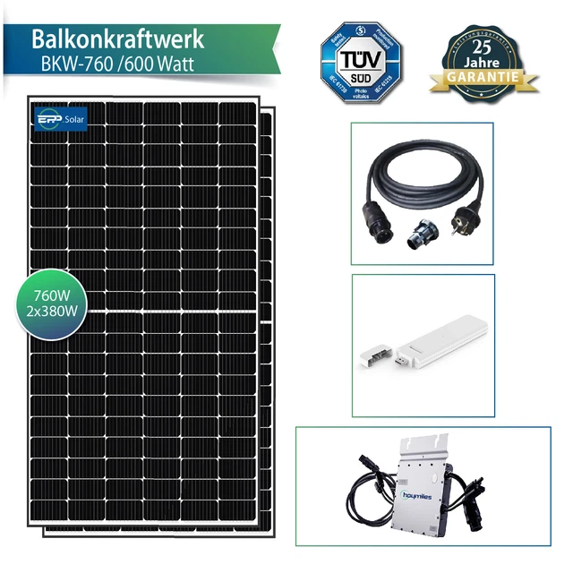 SOLAR PV 760W Balcony Power Plant Complete Set, HM-600 Inverter with ...