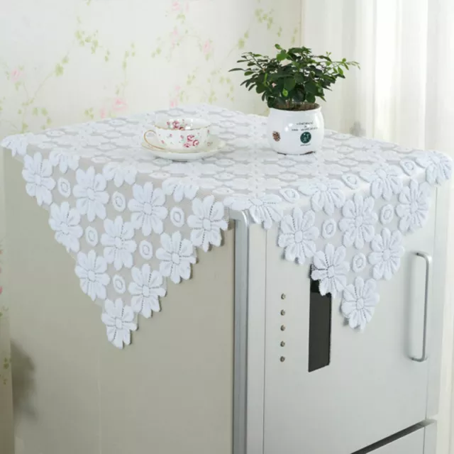 Tablecloth Square White Flower Doily Lace Cloth Home Side Table Cover 80x80cm